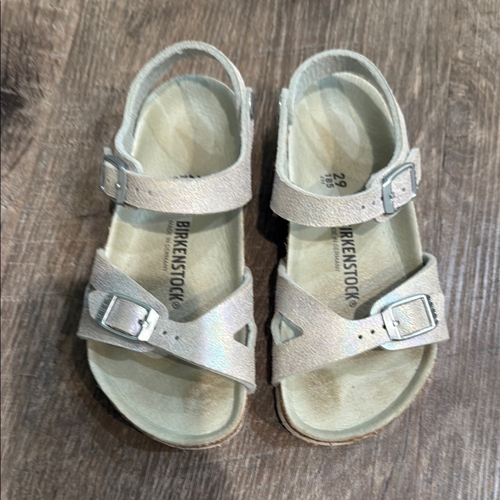 Birkenstock Silver Sandals Two-Strap Design - Picture 2 of 8